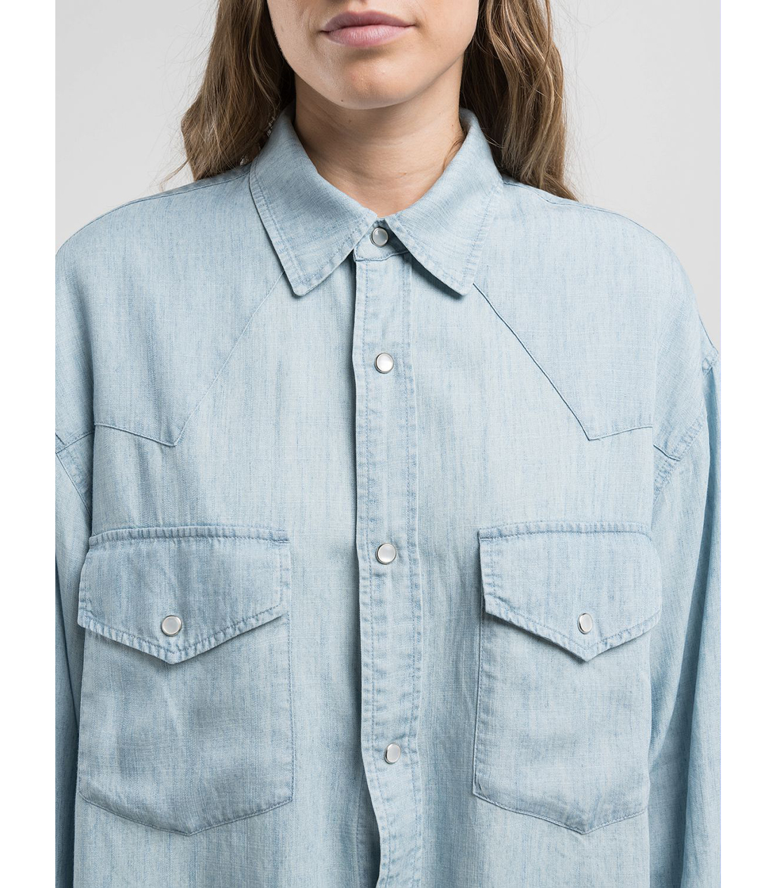 BOXフィットレタリングデニムシャツ 詳細画像 ライトブルー 5